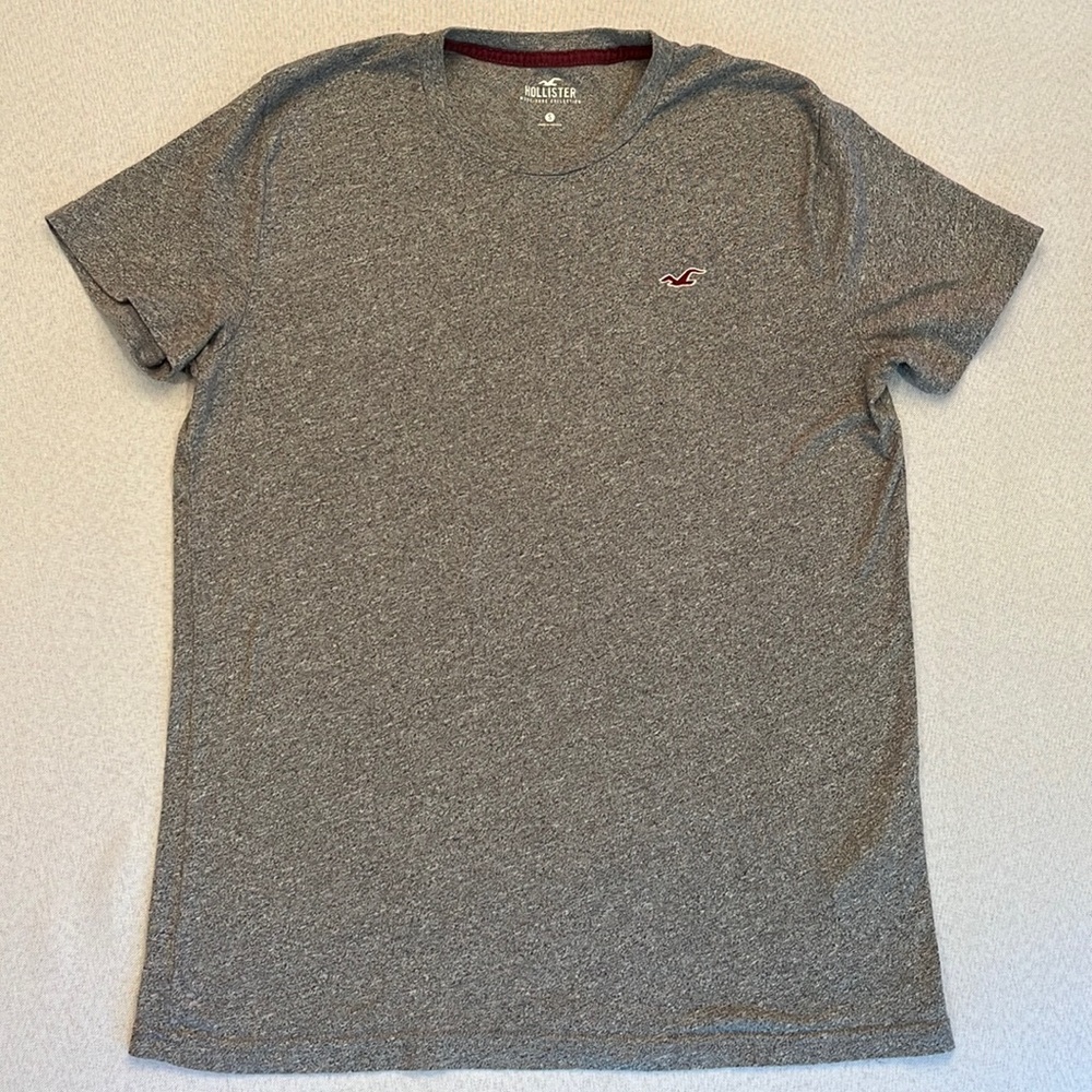 Hollister Mens Classic Heathered Gray Logo T Shirt size small